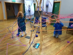 Unfinished 2018 Barbara Touati-Evans, Susan Merrick and Audience - A growing and changing installation created for the space at Princes Hall, Aldershot.